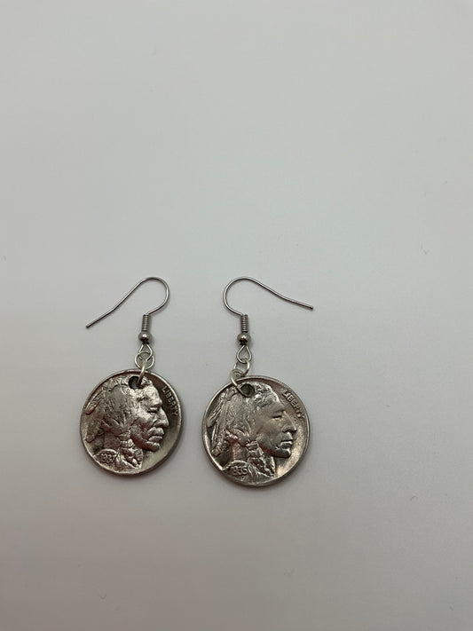 Vintage Indian head nickel earrings